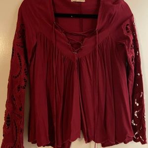 Burgundy peasant top